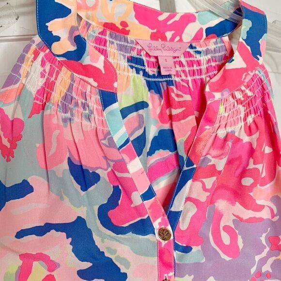 Lilly Pulitzer Bailey Multi Playa Hermosa Sleeveless Silk Top Women’s Size Small - Picture 7 of 12
